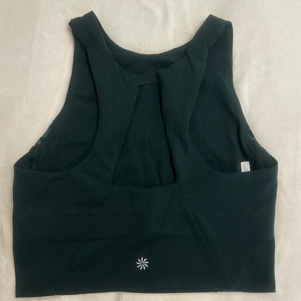 Women's Hunter Green Cropped Tank Top w/ Camo Detail - Picture 2 of 4